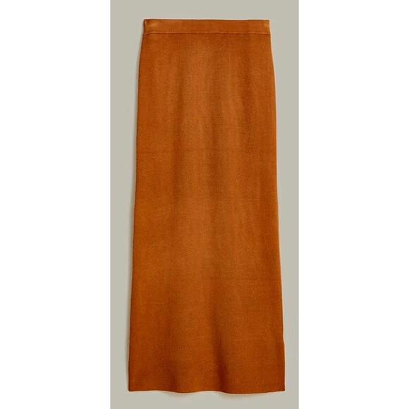 J.Crew Skirt Ribbed Midi Tube Sweater Knit Pencil Sz L Brown/Rust $128 NWT - Picture 1 of 11